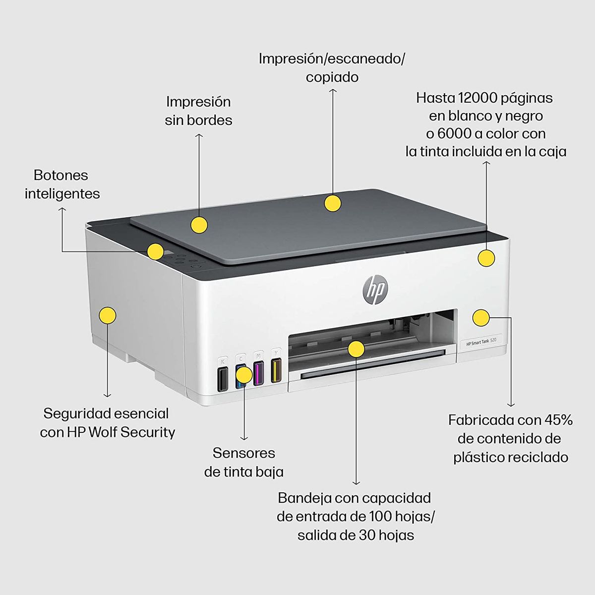 HP - Impresora HP Smart Tank 580 wifi y bluetooth