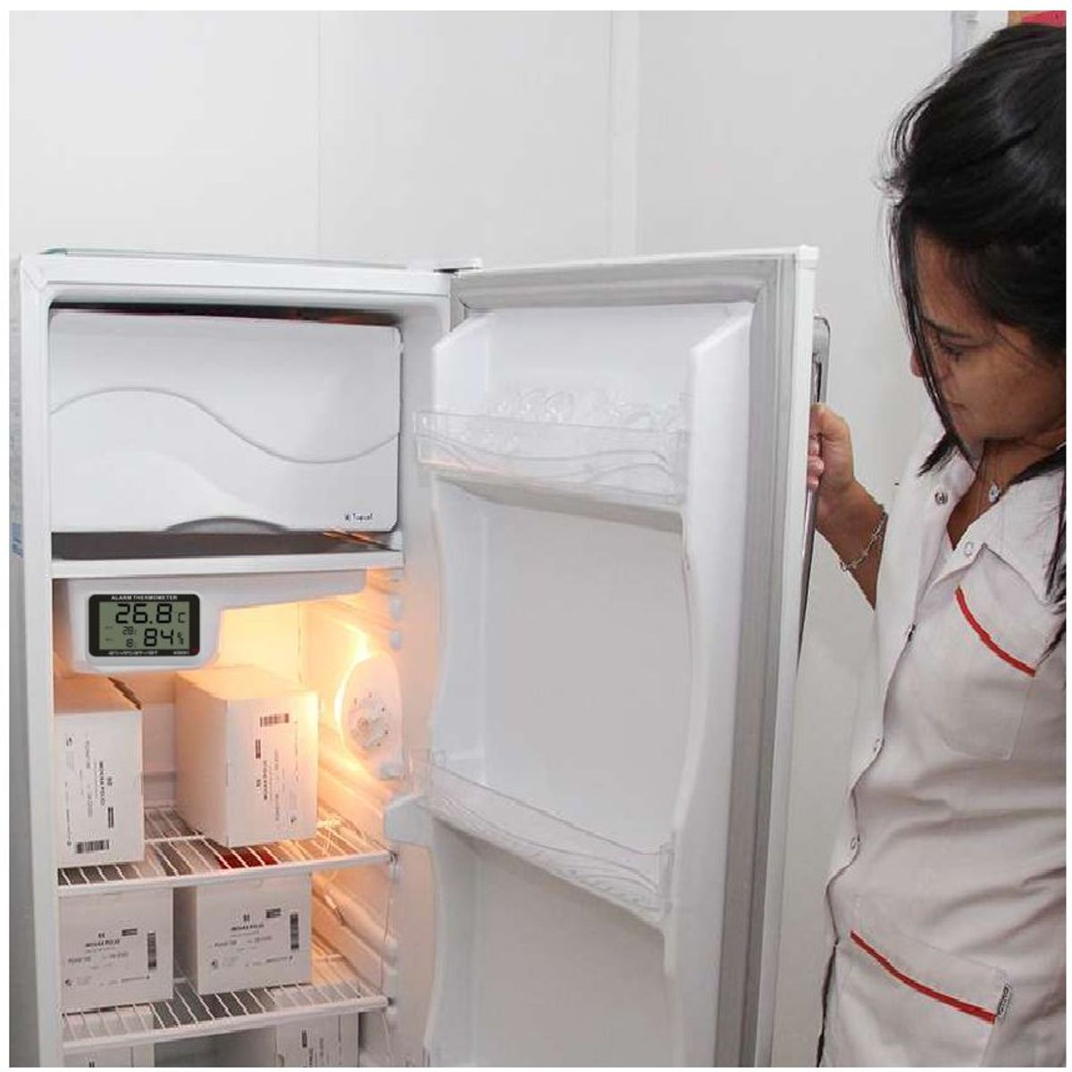 OEM - Termómetro Higrómetro con Alarma para Refrigerador Congelador Nevera