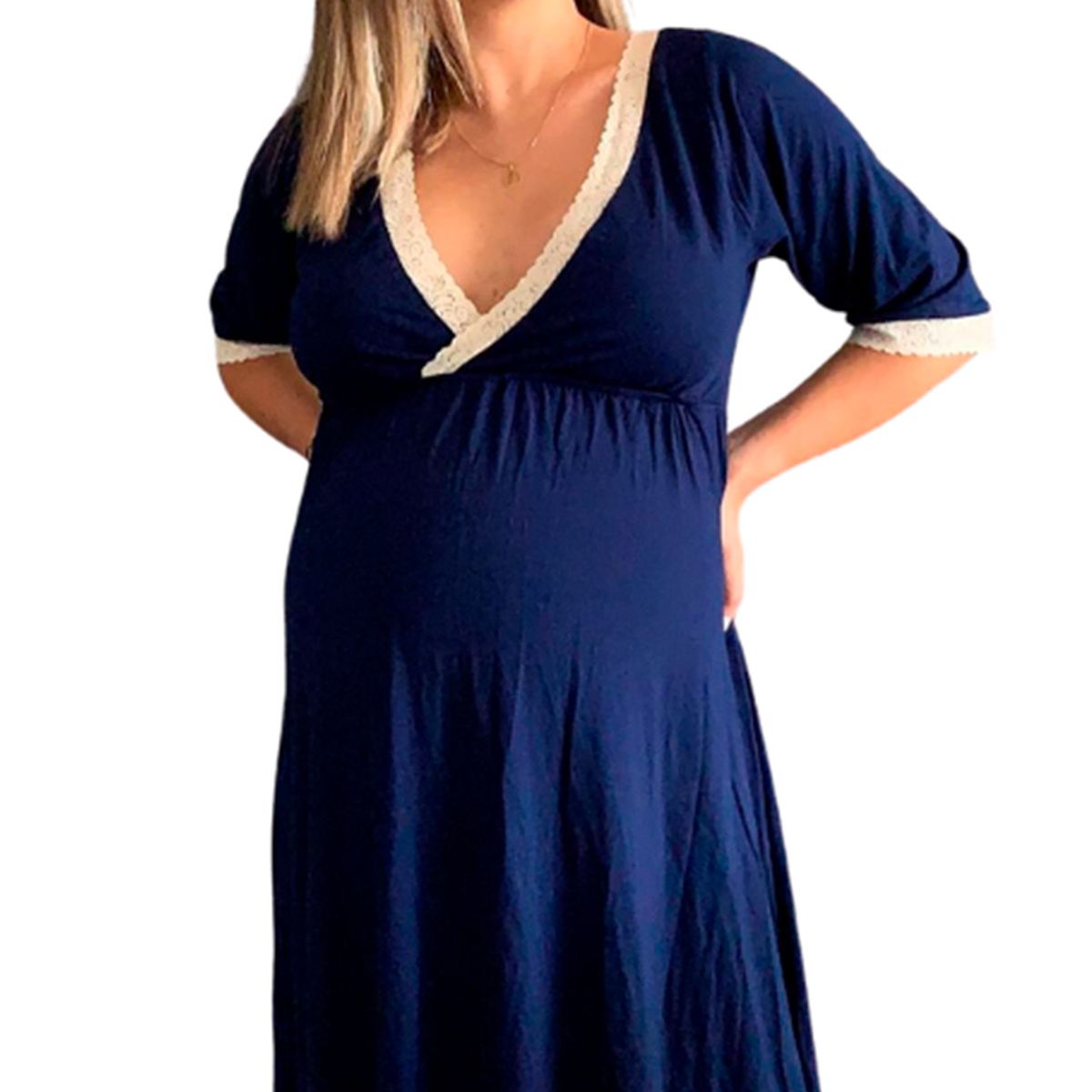 GENERICO - Camison Maternal Modelo Victoria  Manga TresCuarto BCxy Lenceria