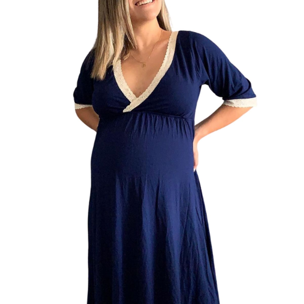 GENERICO - Camison Maternal Modelo Victoria  Manga TresCuarto BCxy Lenceria