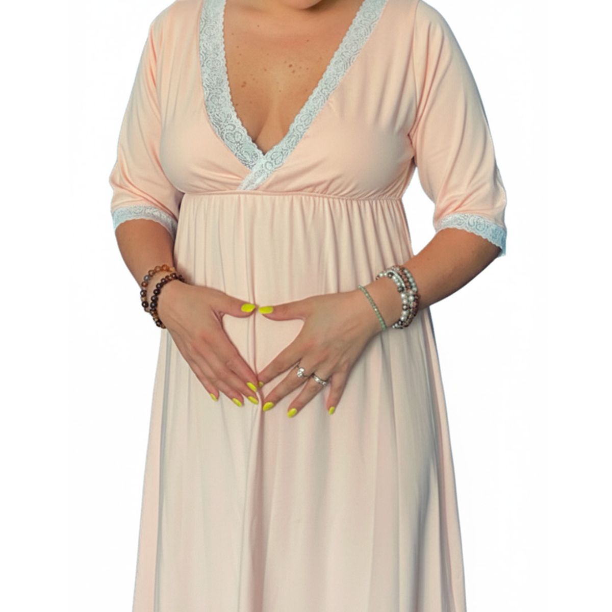 GENERICO - Camison Maternal Modelo Victoria  Manga TresCuarto BCxy Lenceria