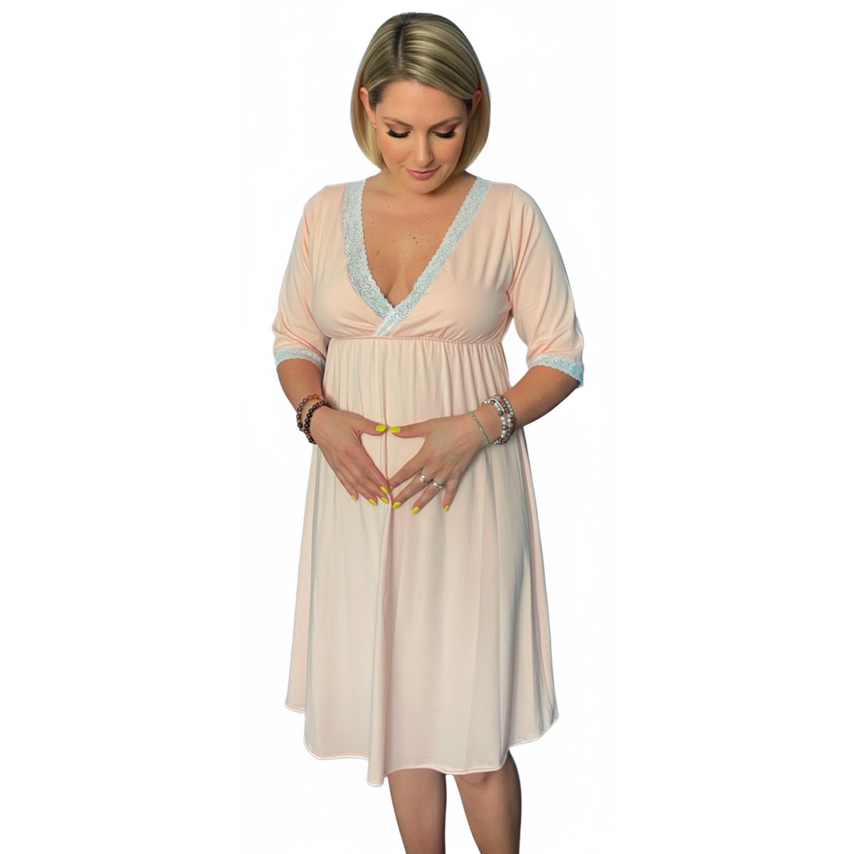 GENERICO - Camison Maternal Modelo Victoria  Manga TresCuarto BCxy Lenceria