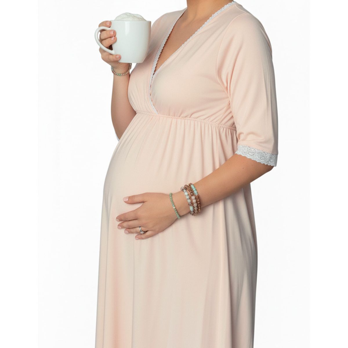 GENERICO - Camison Maternal Modelo Victoria  Manga TresCuarto BCxy Lenceria