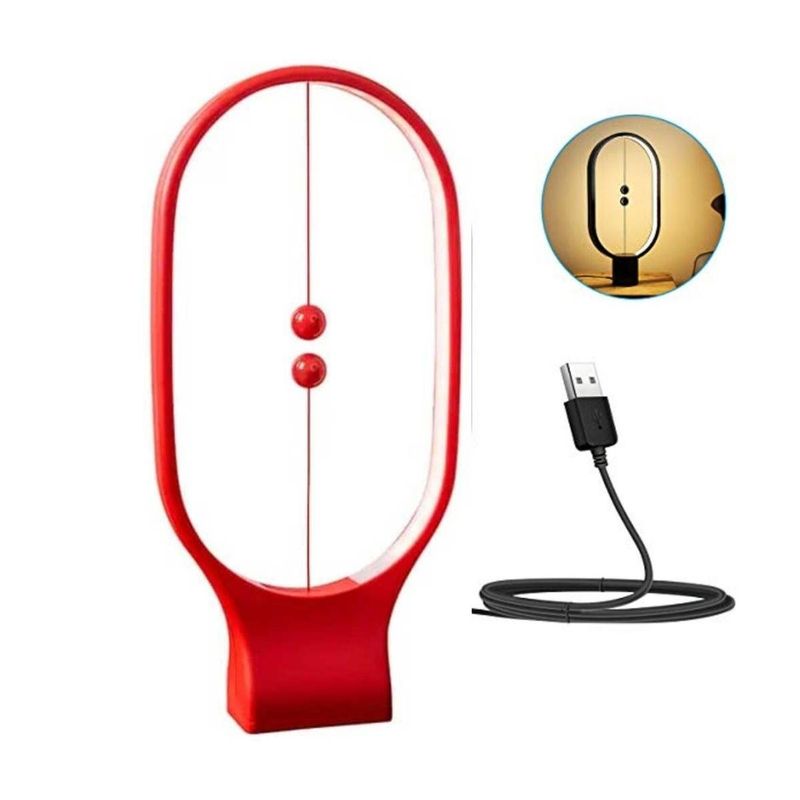ELMEJORPRECIO - Lampara Minimalista Ovalada Encendido Magnético Rojo