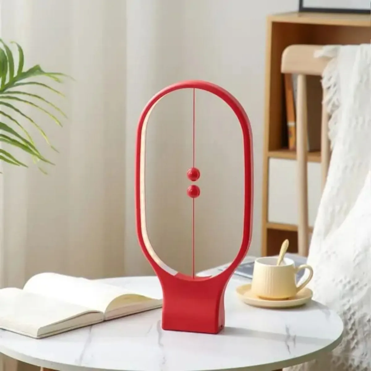 ELMEJORPRECIO - Lampara Minimalista Ovalada Encendido Magnético Rojo