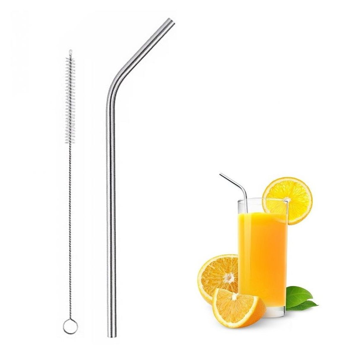 GENERICO - 6 sorbetes de acero inoxidable mas escobilla