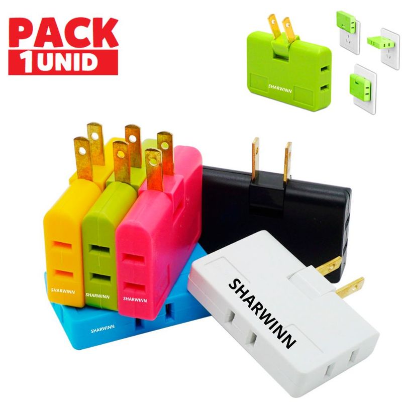 GENERICO - Adaptador Enchufe Triple Giratorio 180° Multienchufe