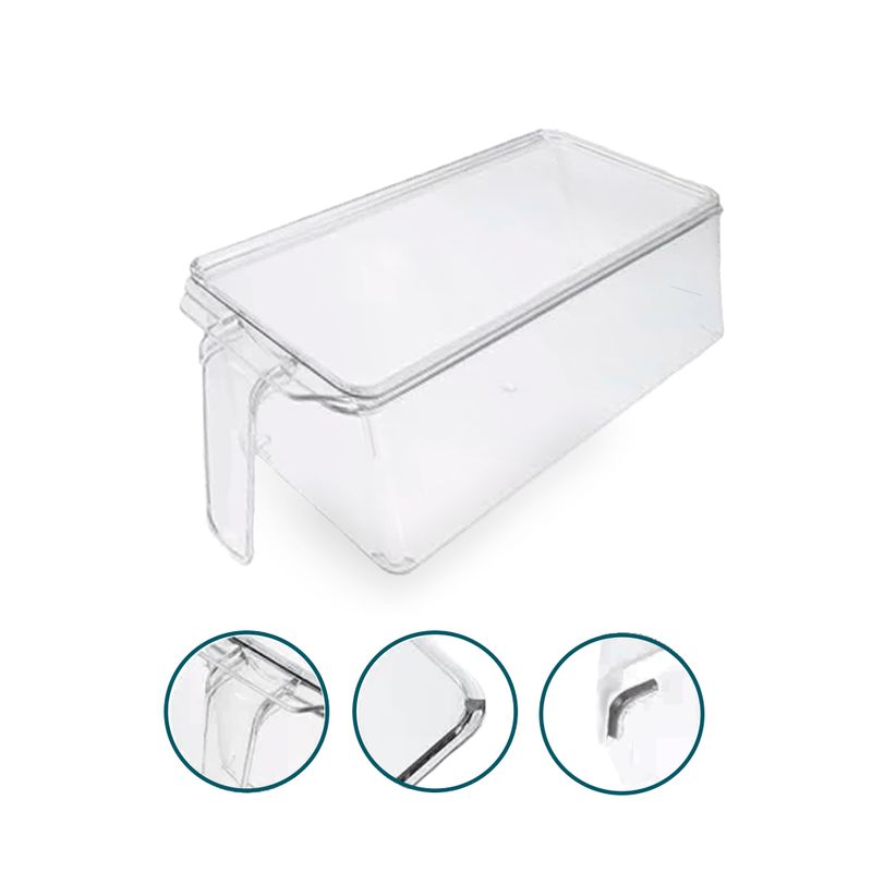 INSPIRA - Organizador de Alimentos para Refrigerador con Mango y Tapa Grande