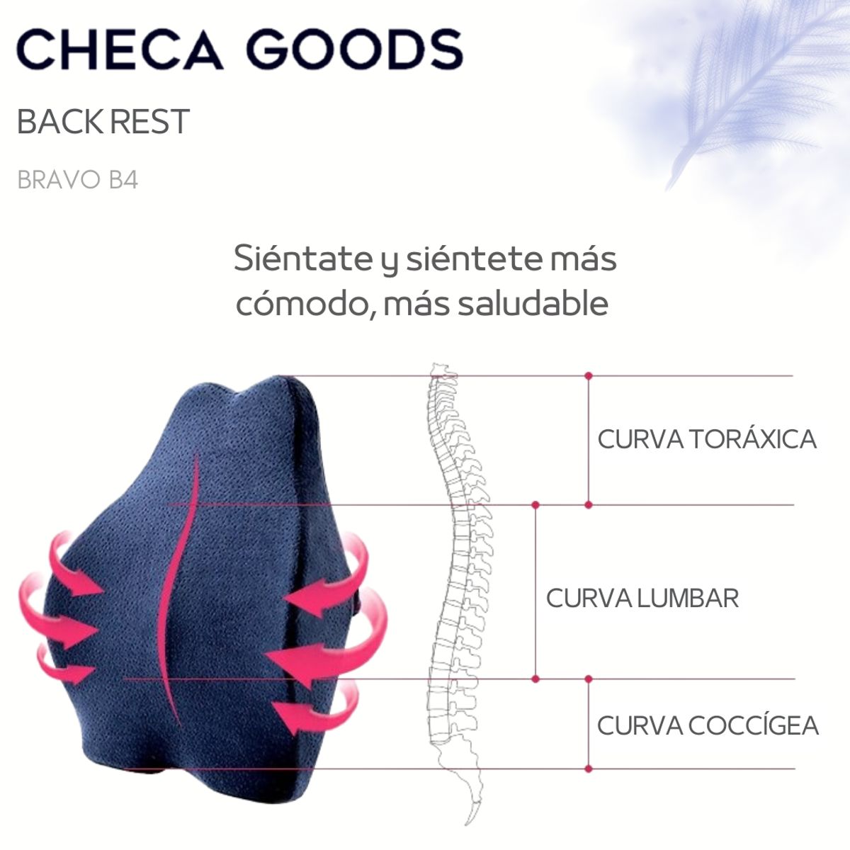 CHECAGOODS - Respaldar Anatómico de Espalda Ergonómico Original Checa Goods B4 Azul
