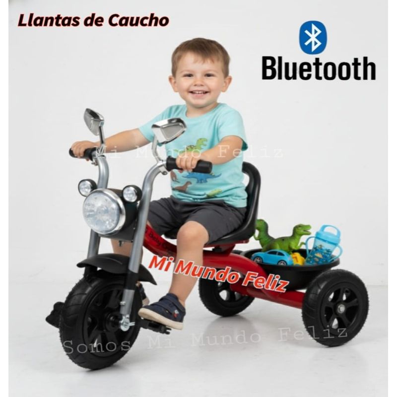 BABY - Triciclo para Niños Llantas  Anchas Bluetooth Musical Red