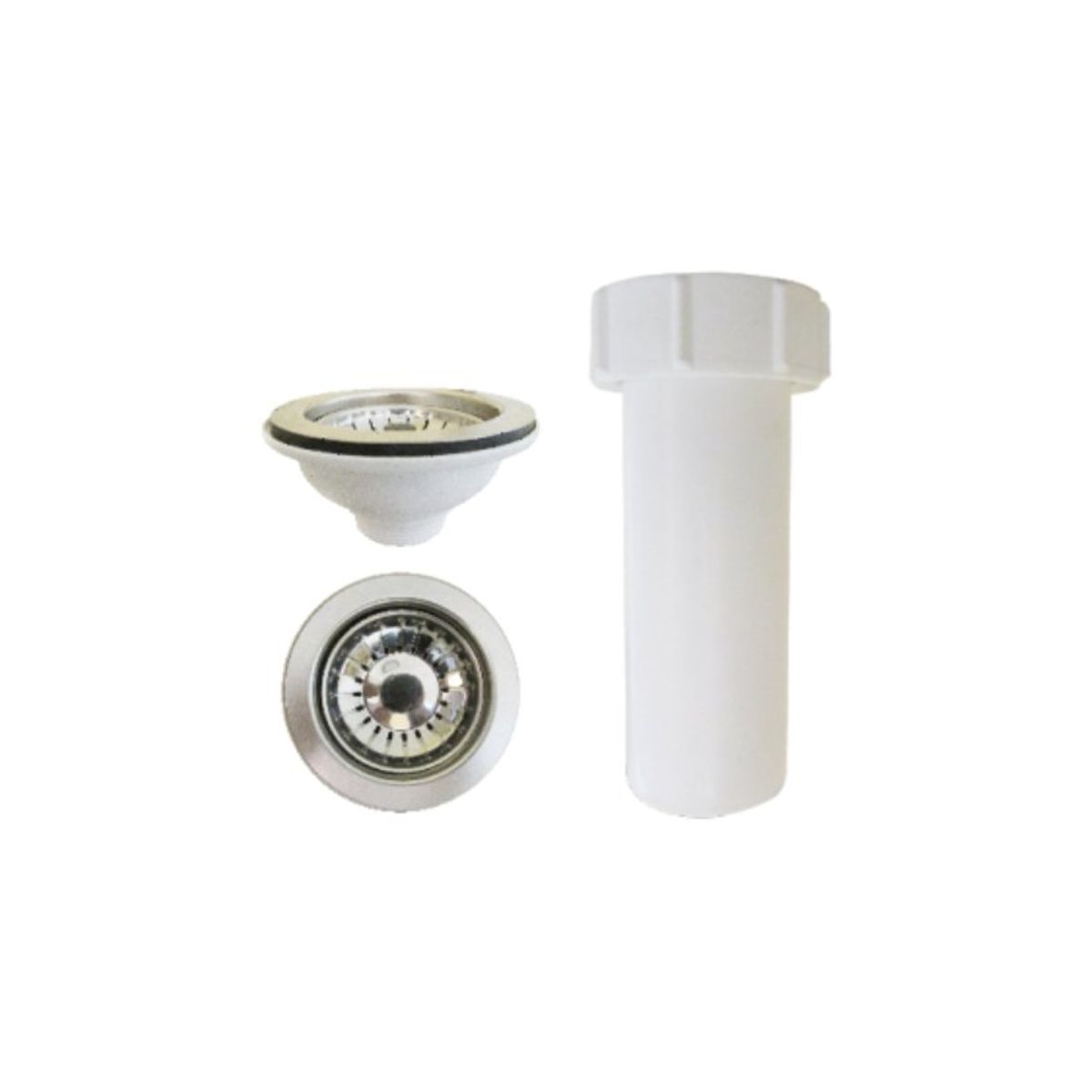 C AND A TOOLS - Desague Lavadero Cocina PVC C/Canastilla Ac. Inox. 4.1/2"  C&A