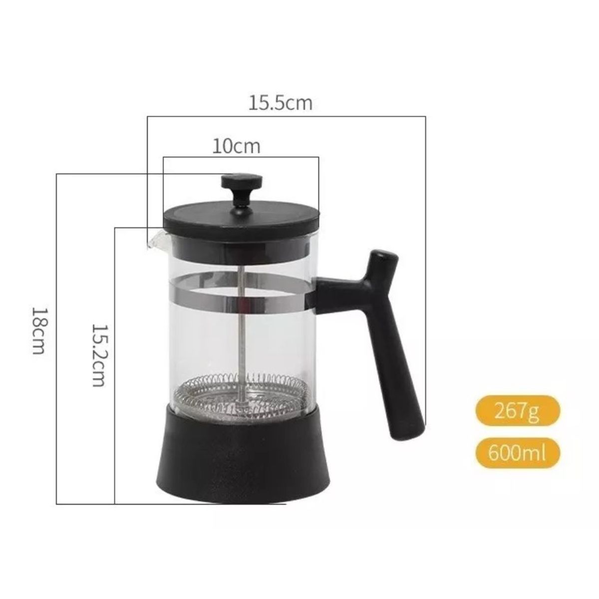 INSPIRA - Cafetera Prensa francesa 600 ml Negra