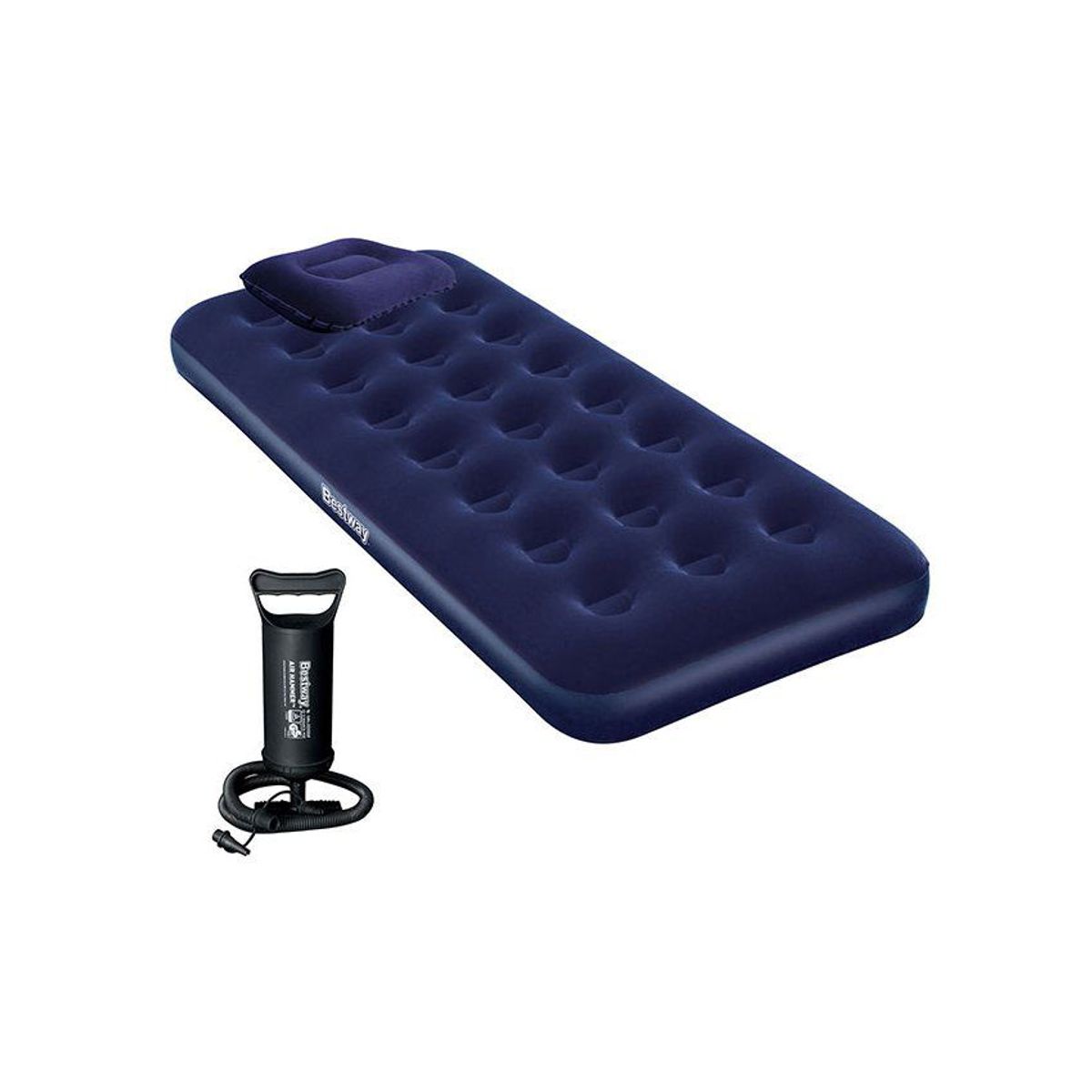 BESTWAY - Bestway - colchon inflable  de 1 plaza (1 almohadas + inflador) - azul