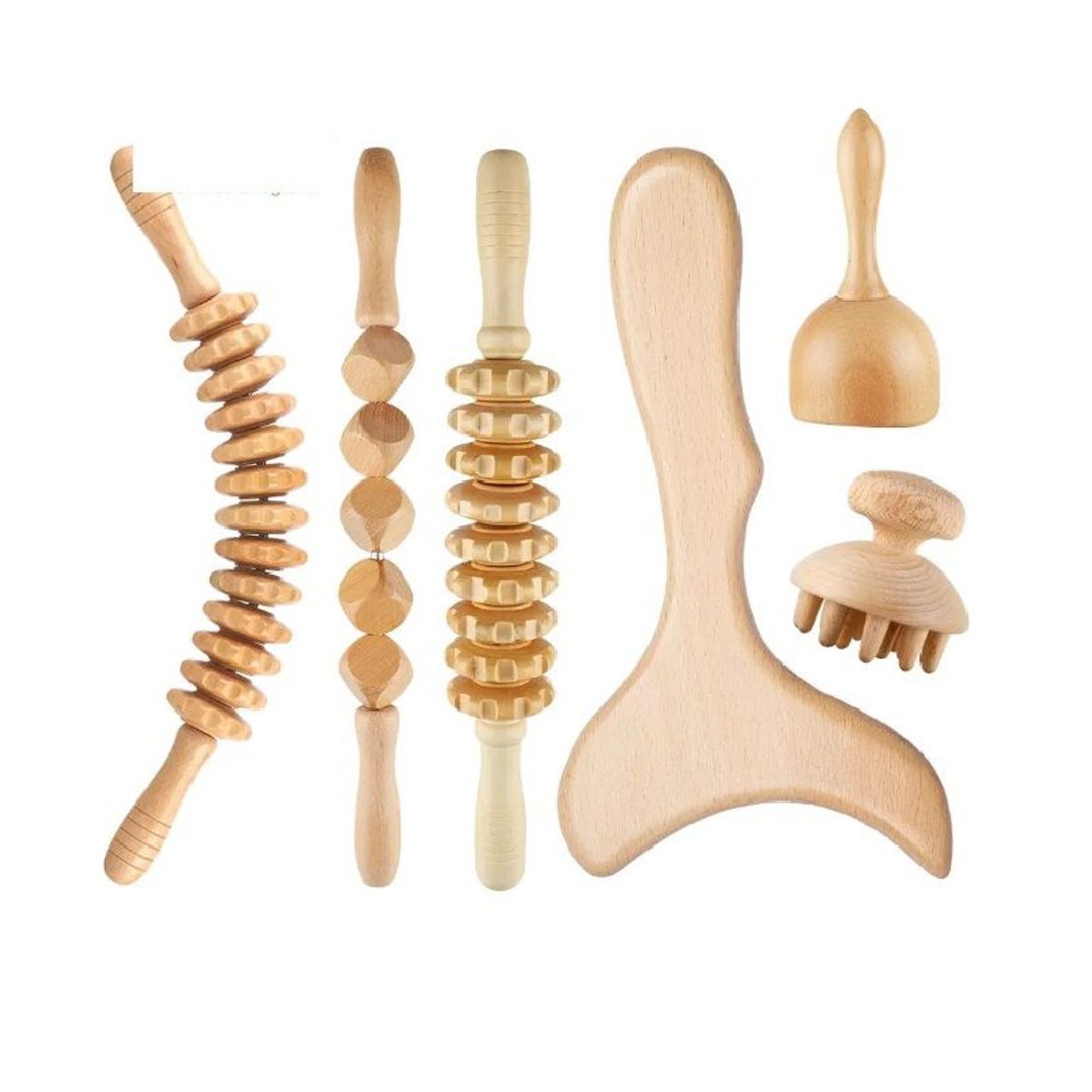 GENERICO - Herramientas de masaje de terapia de madera Kit de Maderoterapia