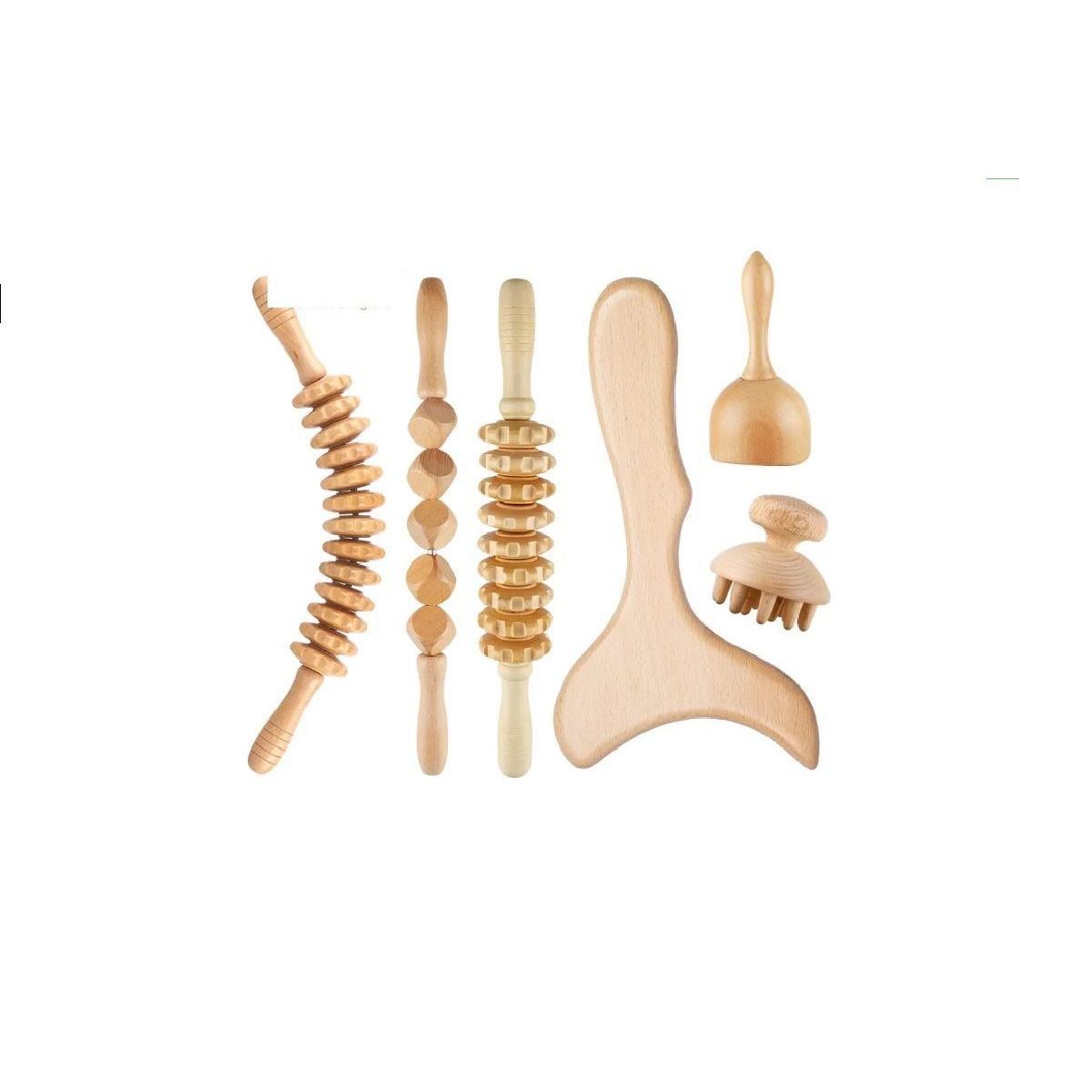 GENERICO - Herramientas de masaje de terapia de madera Kit de Maderoterapia
