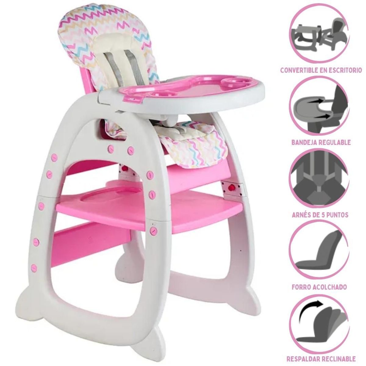 BEAUTIFUL - SILLA DE COMER ESCRITORIO BEAUTIFUL OSLO 3 EN 1 PINK