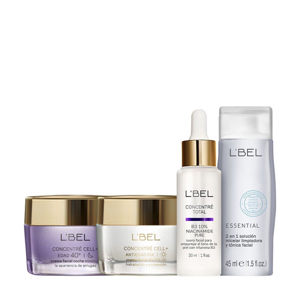 LBEL - Rutina 40+ Concentré Total Hidratante Dia y Noche Niacinamide y Micelar