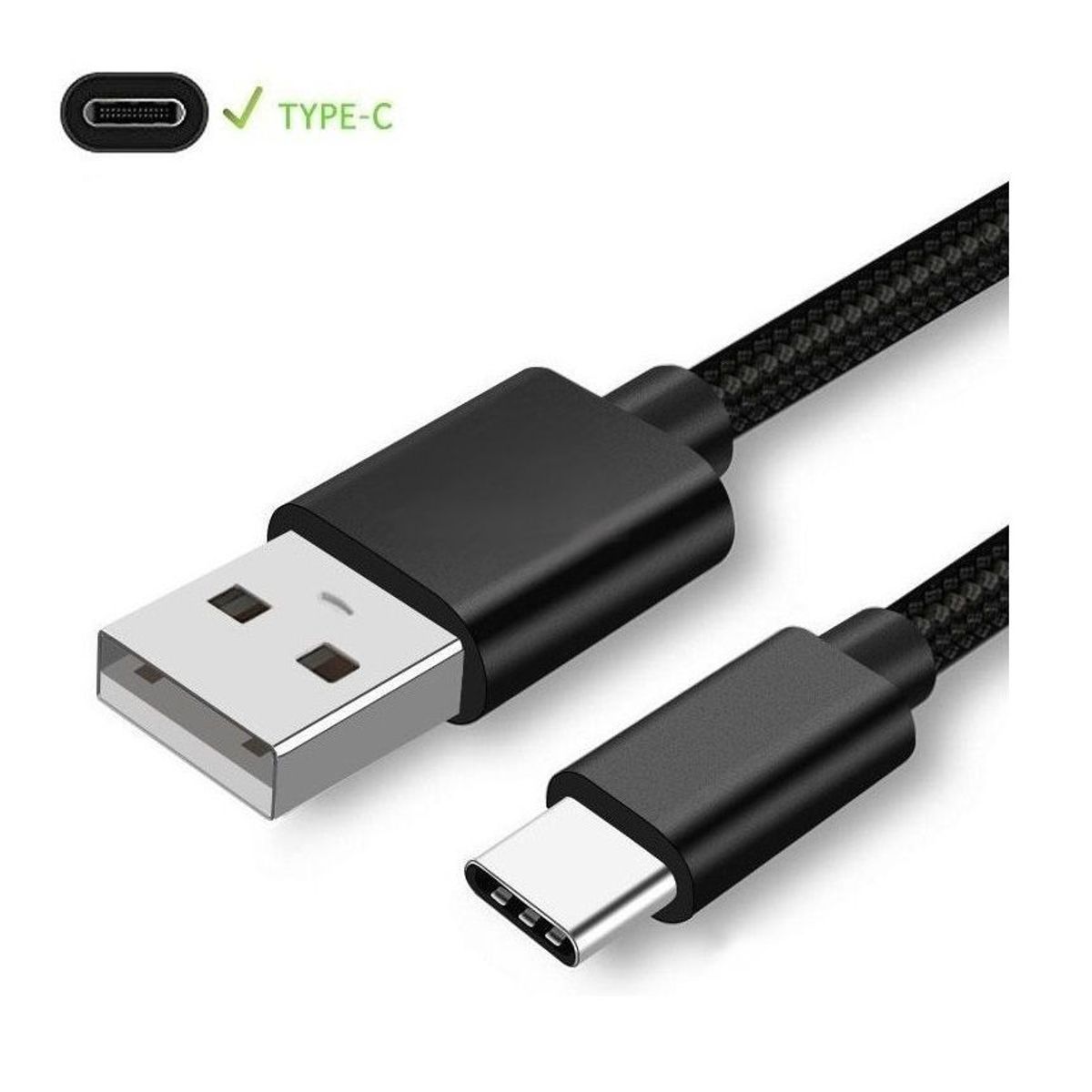 XIAOMI - Xiaomi Usb-C Mi Type-C Braided Cable de Datos Trenzado - Negro