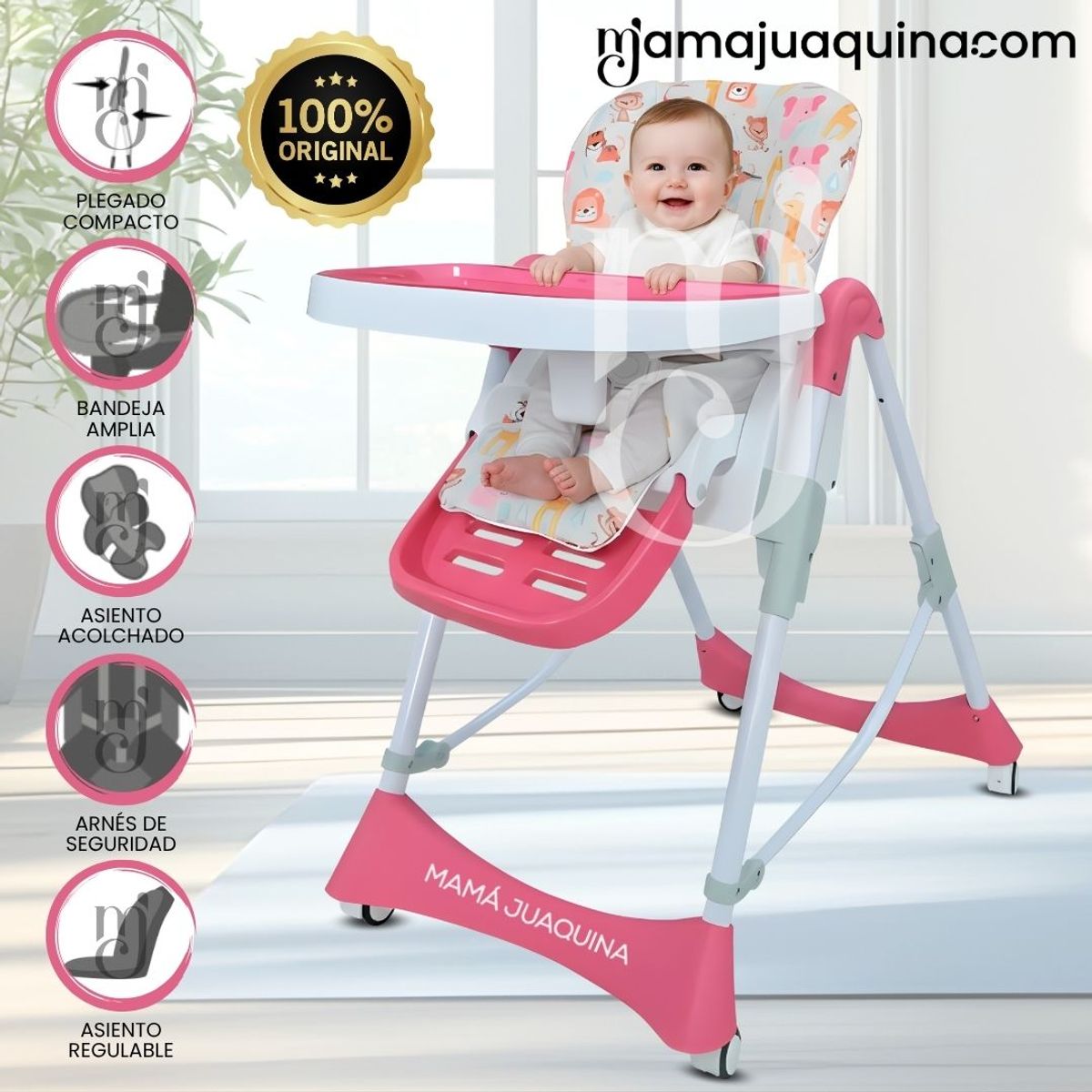 EBABY - Silla de Comer Graduable «LORI» Pink