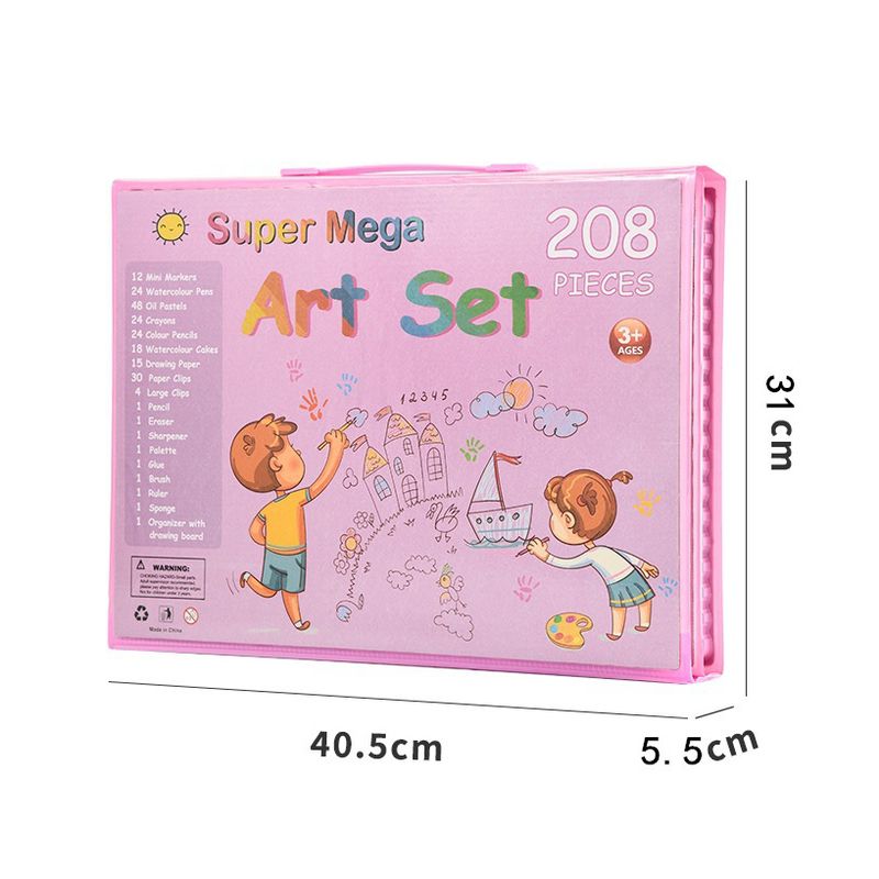 GENERICO - Mega Set de Arte y Dibujo de 208 piezas para Niñas