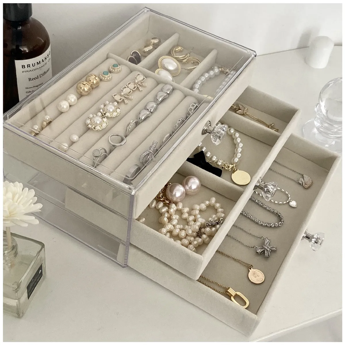 GENERICO - Joyero Organizador De Joyas Cofre Pulseras Relojes 3 Niveles