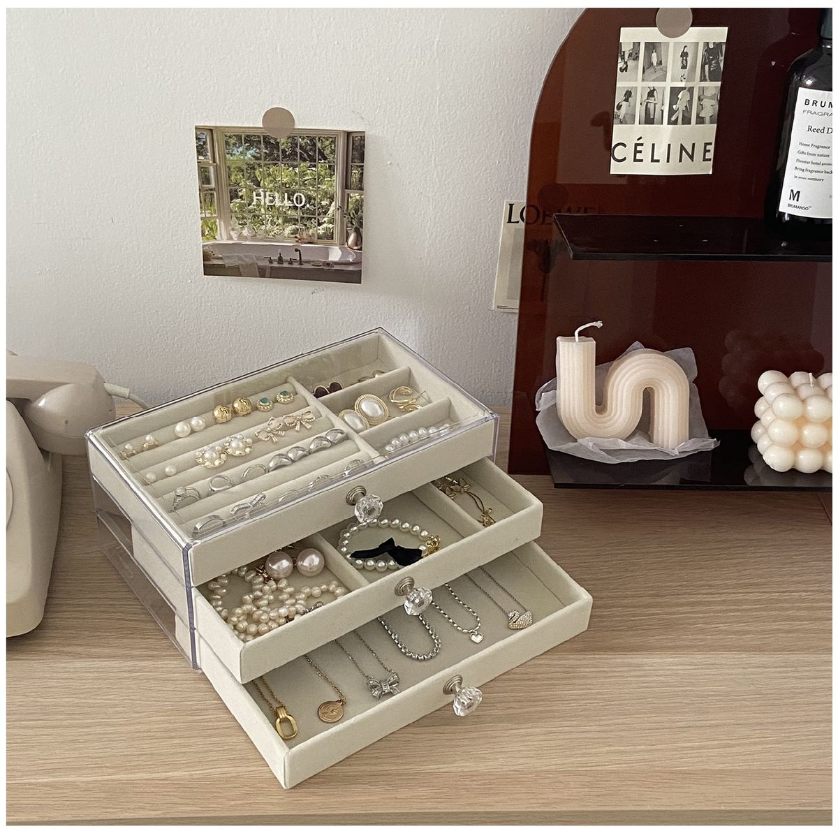 GENERICO - Joyero Organizador De Joyas Cofre Pulseras Relojes 3 Niveles