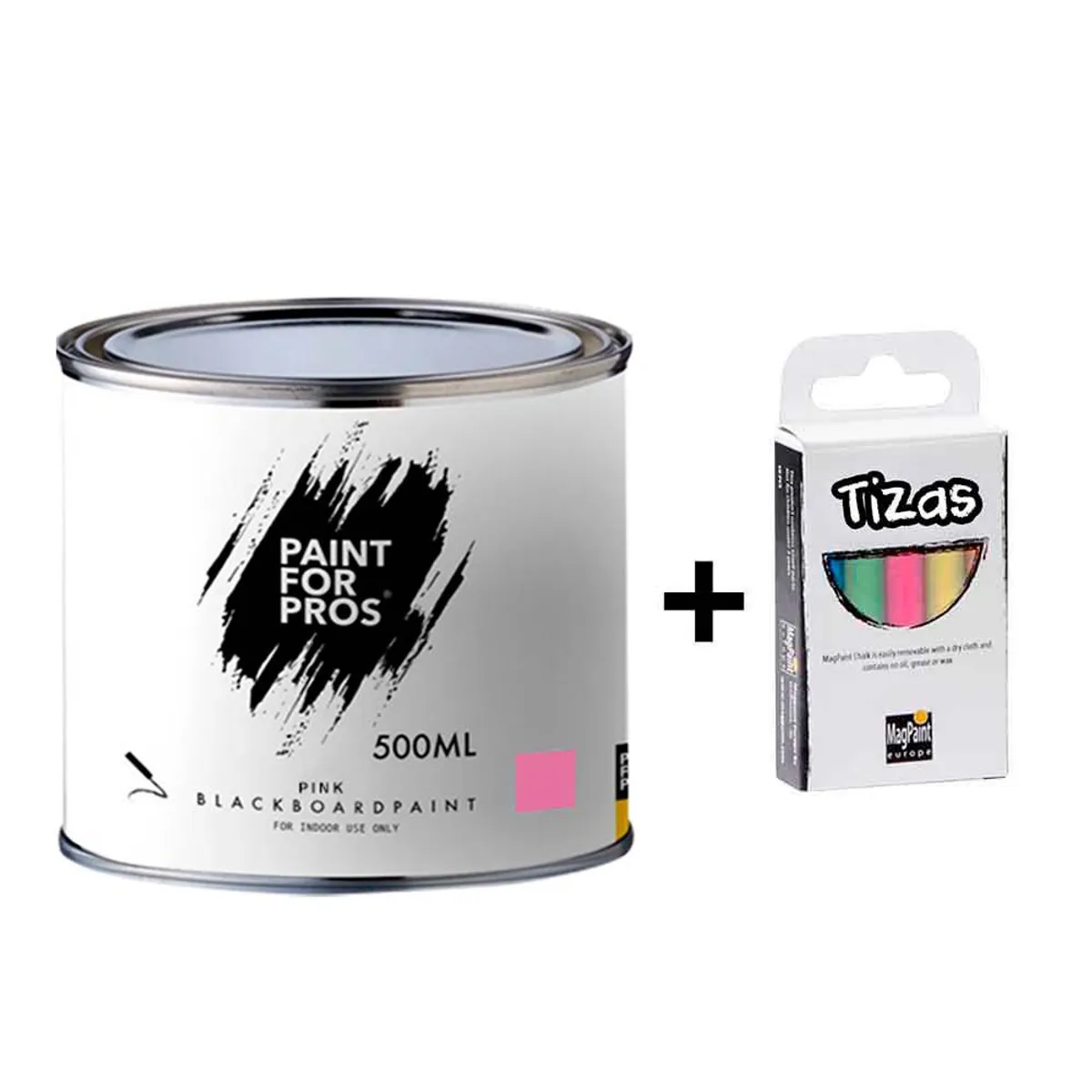 MAGPAINT - Pintura pizarra para tiza 500ml Rosado  Caja de Blackboard Chalks