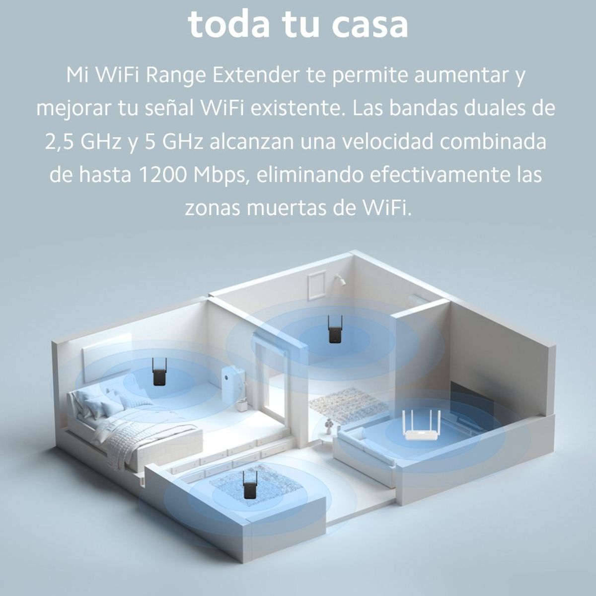 XIAOMI - Repetidor Wifi Xiaomi Ac 1200 dual 2.4 ghz, 5 ghz - negro