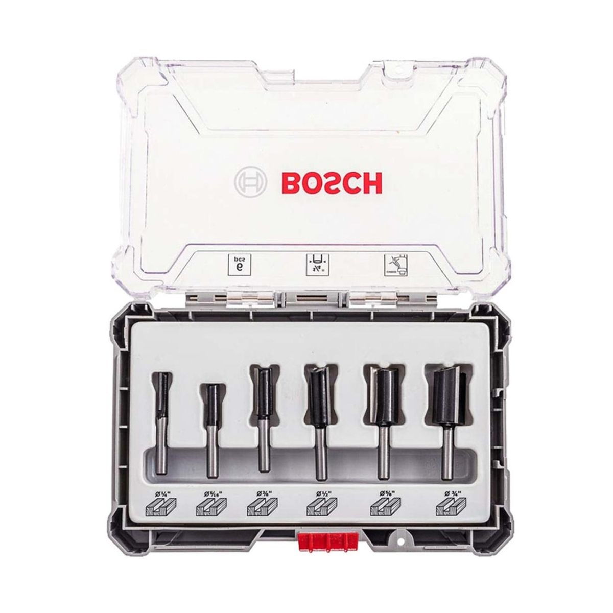 BOSCH - Set de 6 fresas rectas encastre 1/4" bosch 2607.017.467-000