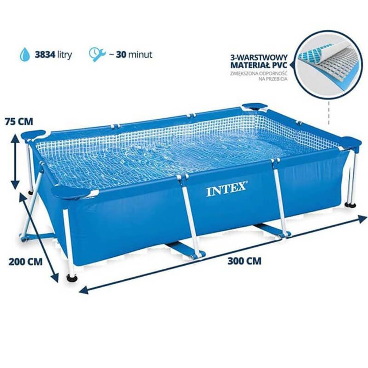 INTEX - INTEX - Piscina Estructural Rectangular 300 x 200 x 75 cm