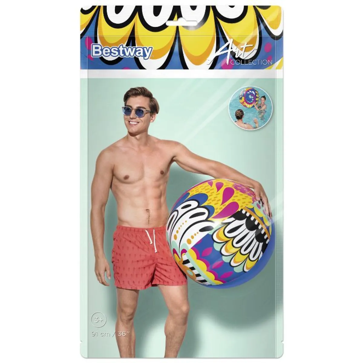 BESTWAY - PELOTA DE PLAYA 91 CM RETRO POP