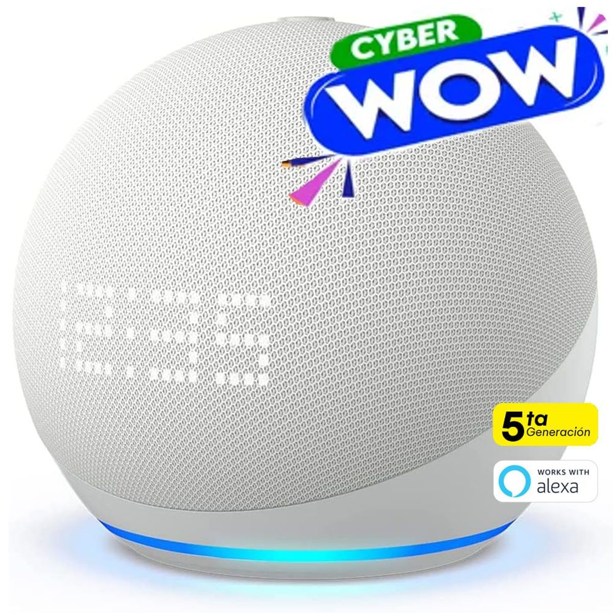 AMAZON - Amazon echo dot 5 con reloj nueva version color Glacier White