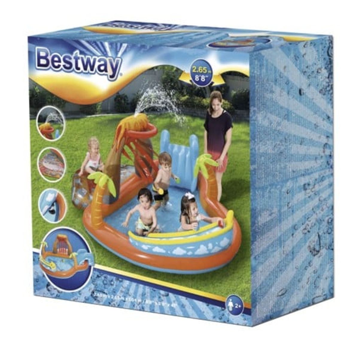 BESTWAY - Piscina Para Niños Incluye Rociador de Agua Capacidad 208 L