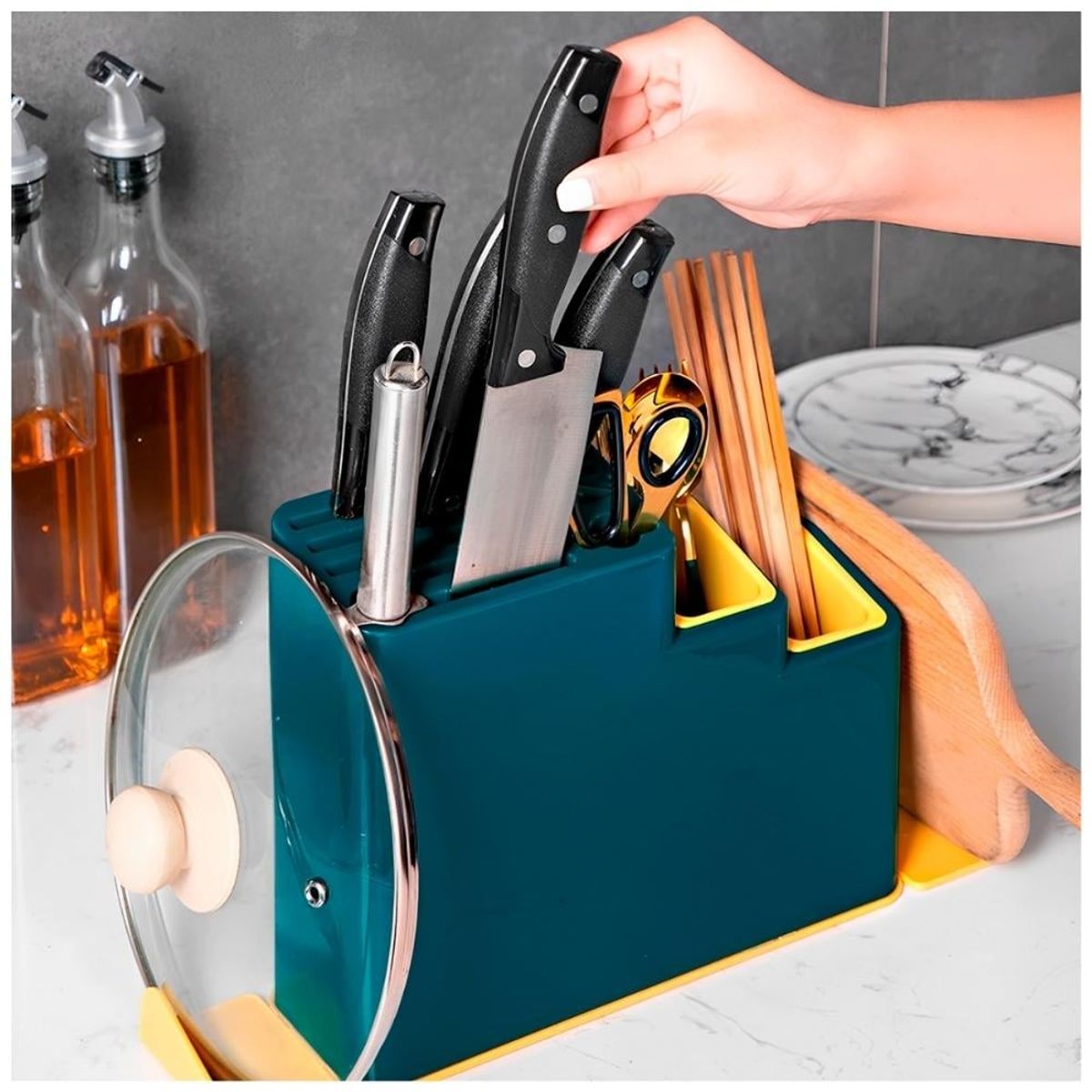 MINARI - Organizador Escurridor Porta Cubiertos Cuchillos Utensilios AZ P128