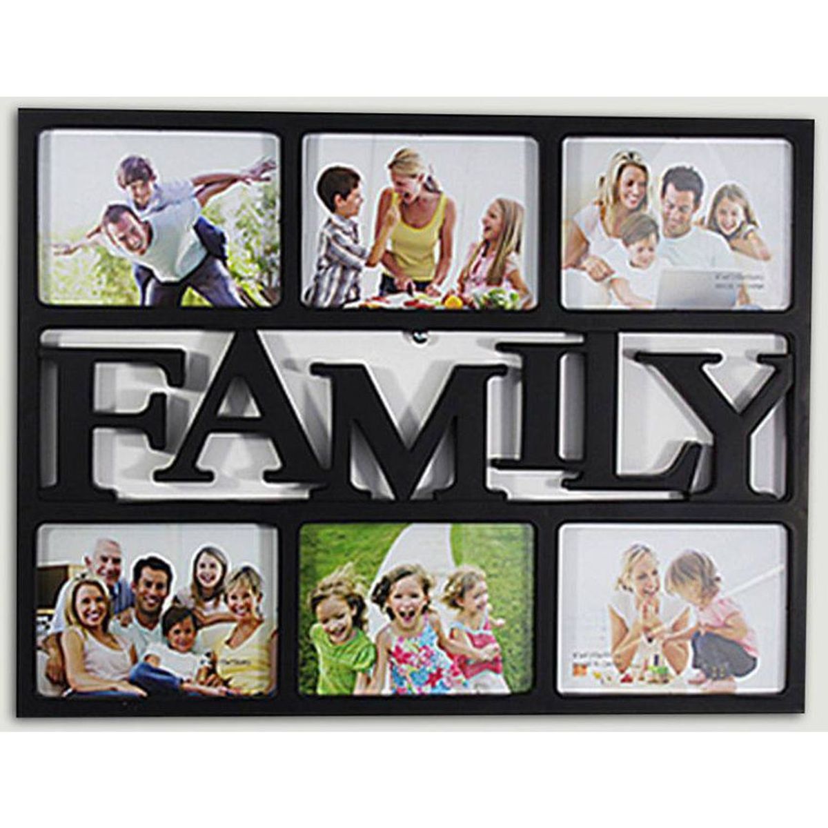 GENERICO - Portafotos cuadro family para 6 fotos - negro