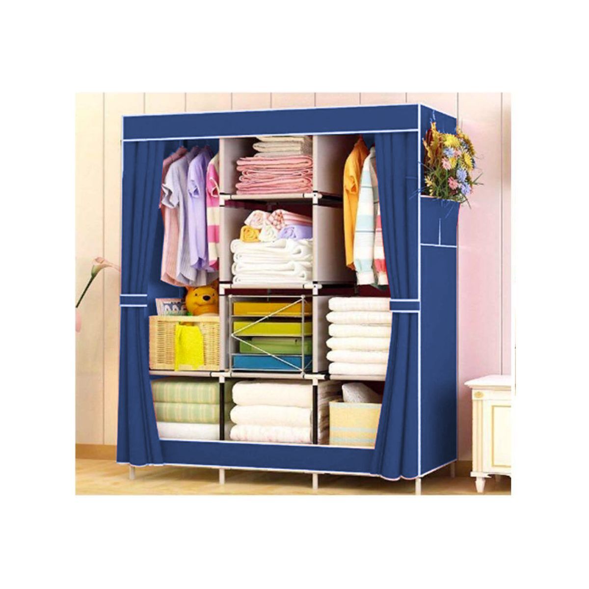 GRETAIL - Ropero Closet Organizador Ropa De 3 Cuerpos Labrado Azul
