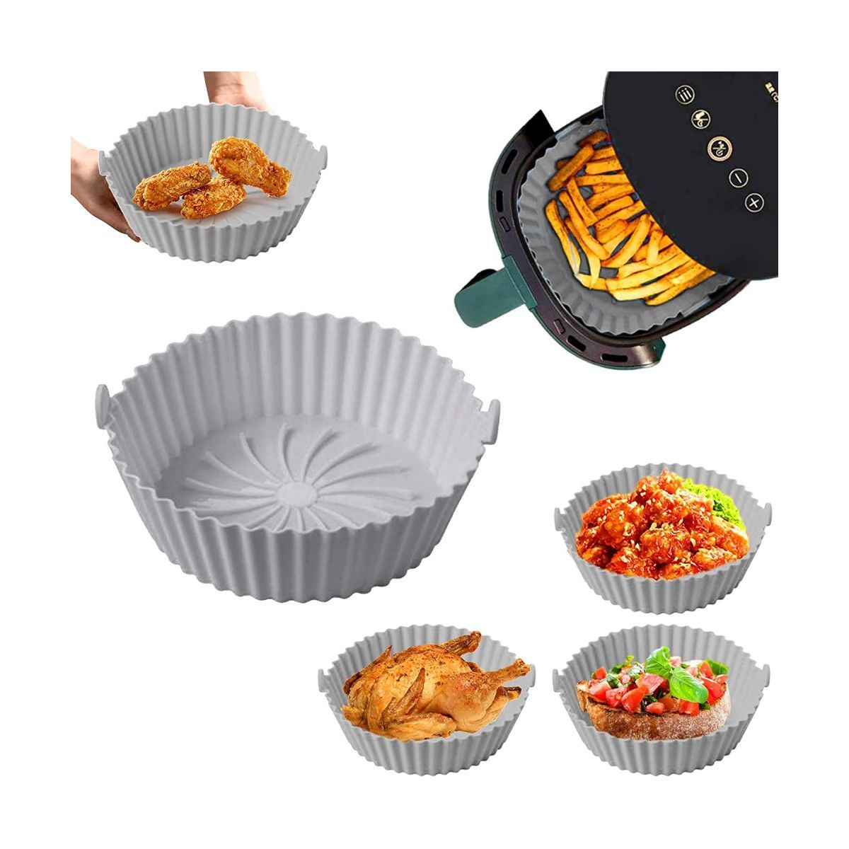 INSPIRA MARKET - Pack x 2 Bandeja de Silicona Antiadherente para Freidora de Aire