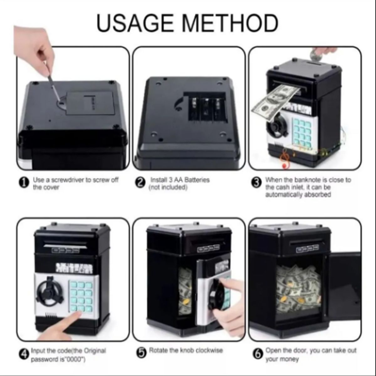 GENERICO - Alcancía caja fuerte electrónica de monedas y billetes