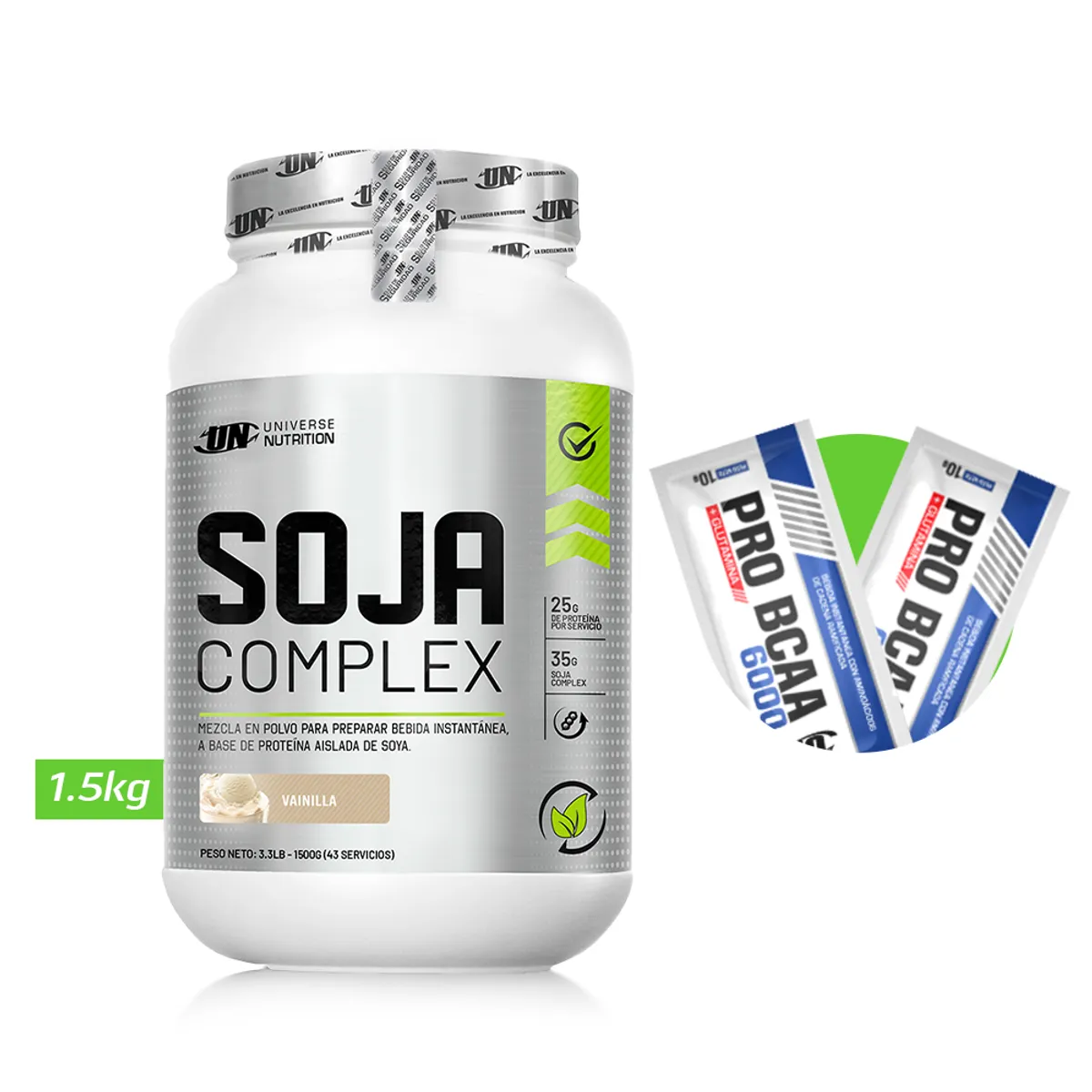 UNIVERSE NUTRITION - Proteína Vegana Un Sabor Vainilla 1.5 Kg + Regalos