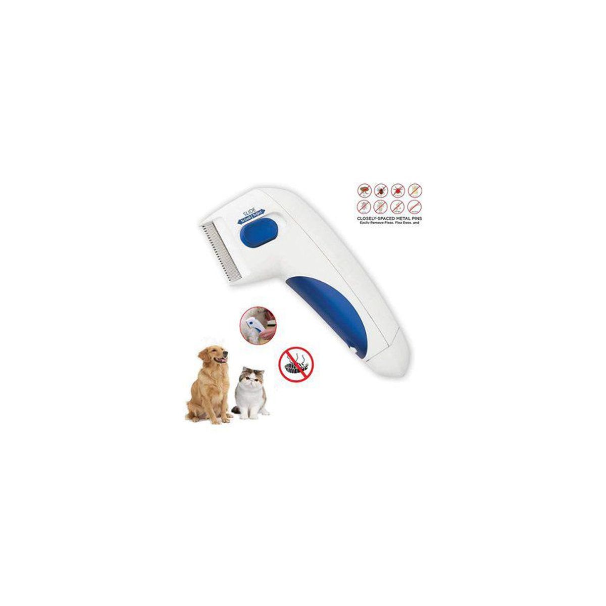 GENERICO - Peine eléctrico anti garrapatas piojos pulgas para mascotas
