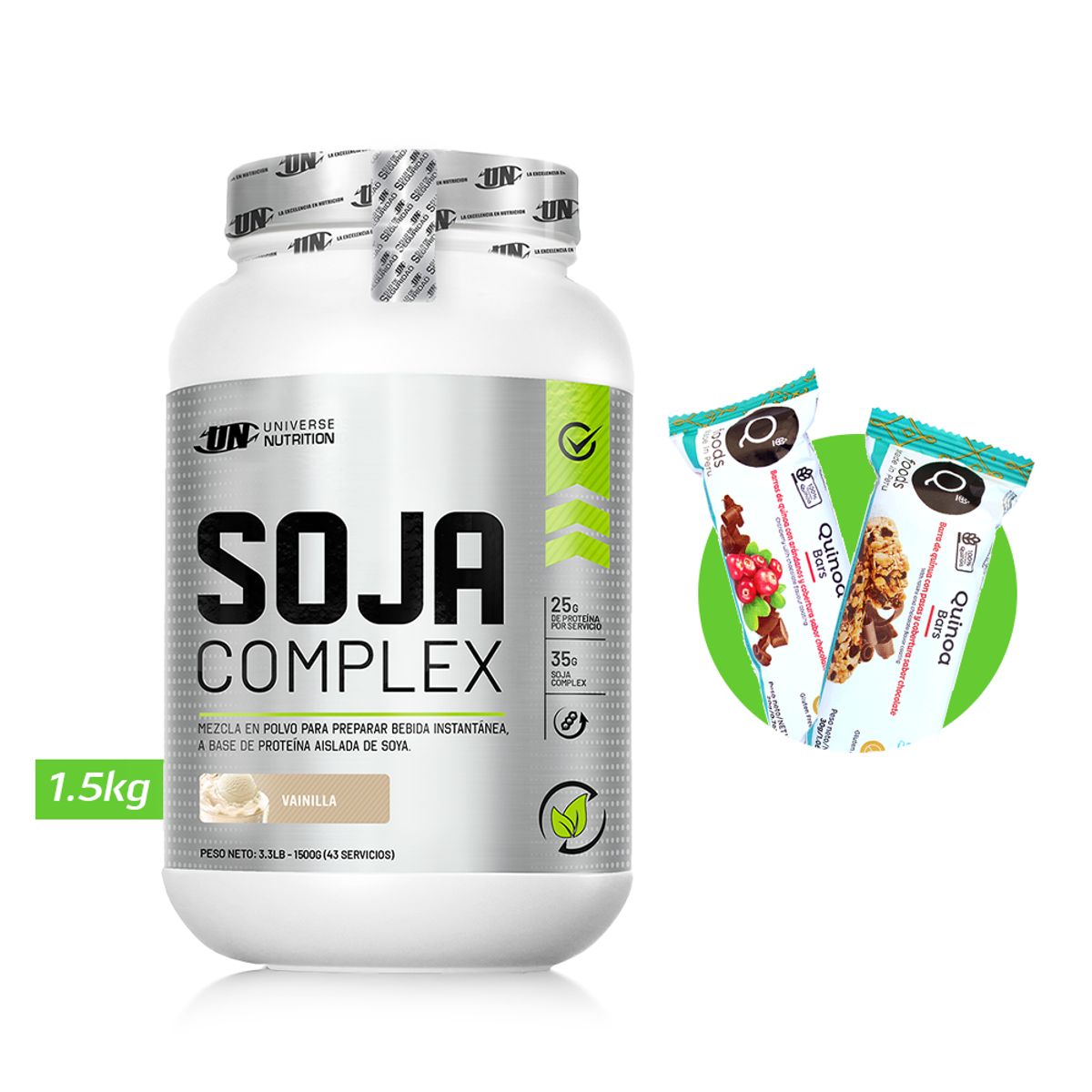 UNIVERSE NUTRITION - SOJA COMPLEX PROTEINA VEGANA UN 1.5 KG VAINILLA+REGALOS