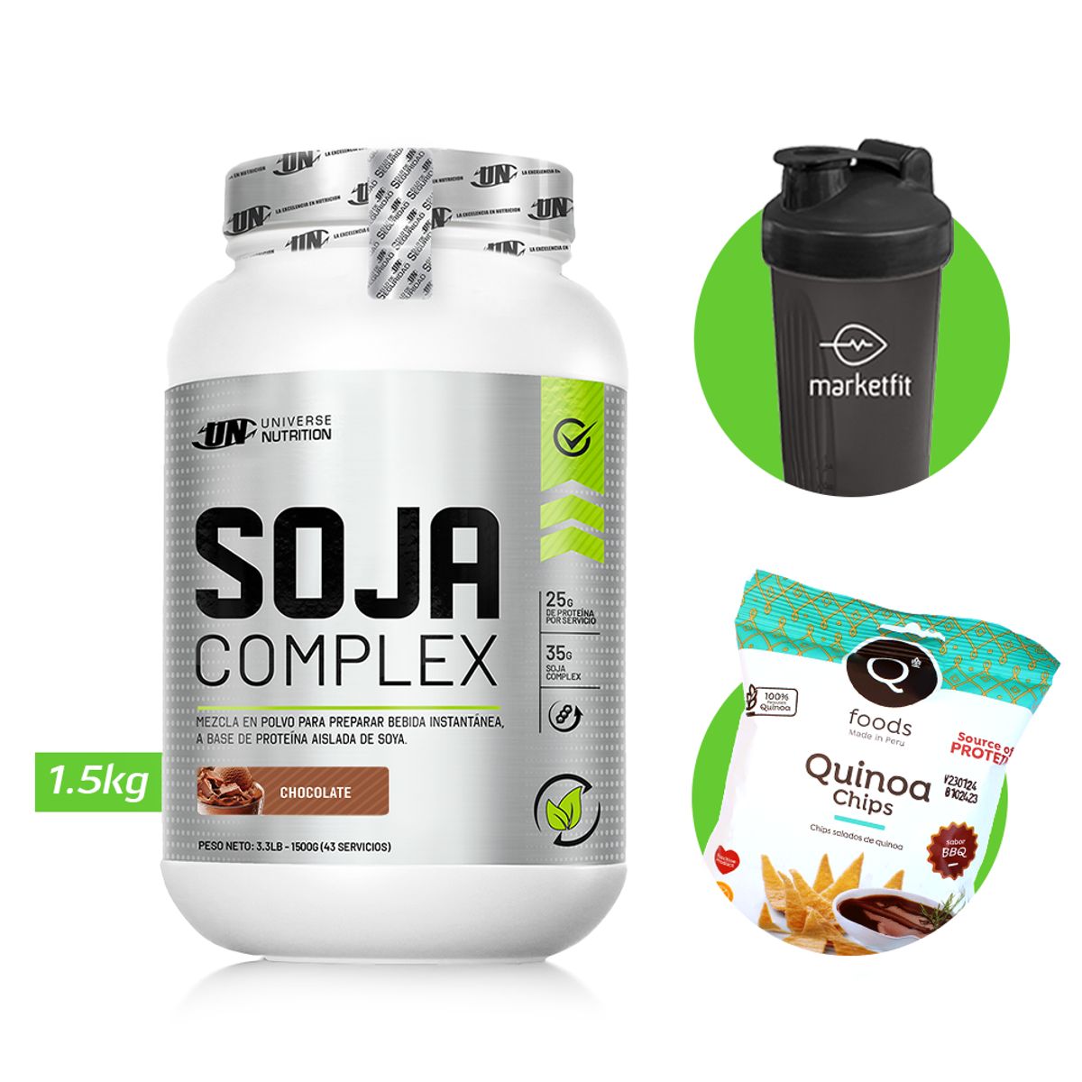 UNIVERSE NUTRITION - SOJA COMPLEX PROTEINA VEGANA UN 1.5 KG CHOCOLATE+REGALOS