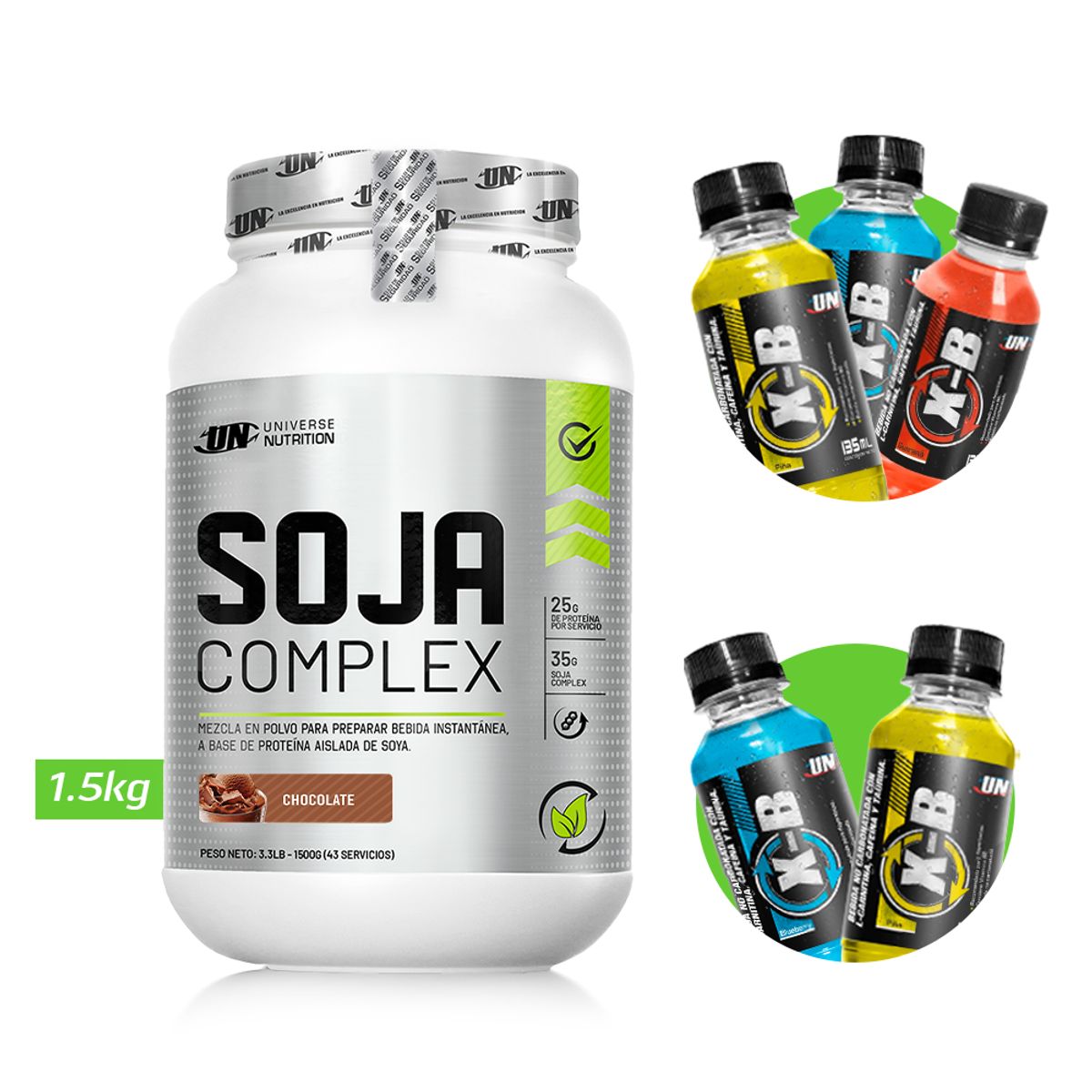 UNIVERSE NUTRITION - SOJA COMPLEX PROTEINA VEGANA UN 1.5 KG CHOCOLATE+REGALOS