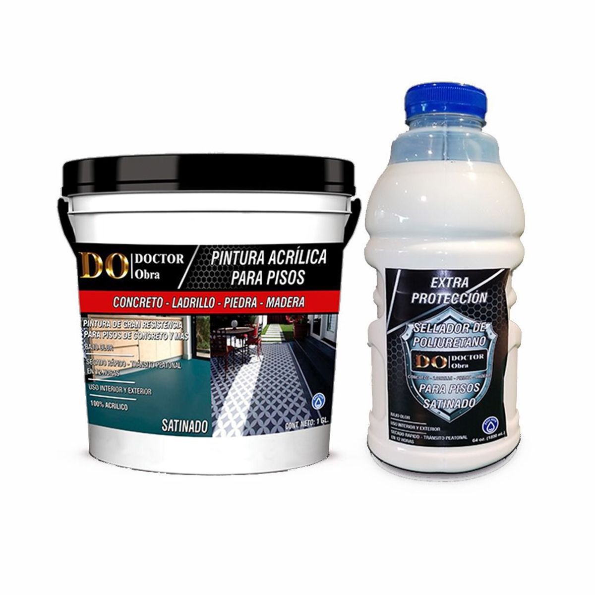 DO DOCTOR OBRA - PINTURA PARA PISOS ARENA Y PROTECTOR TRANSPARENTE 100% ACRÍLICOS 1.5 GALÓN