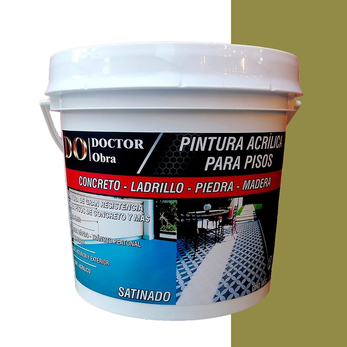 DO DOCTOR OBRA - PINTURA PARA PISOS VERDE OLIVO Y PROTECTOR TRANSPARENTE 1.5 GALÓN
