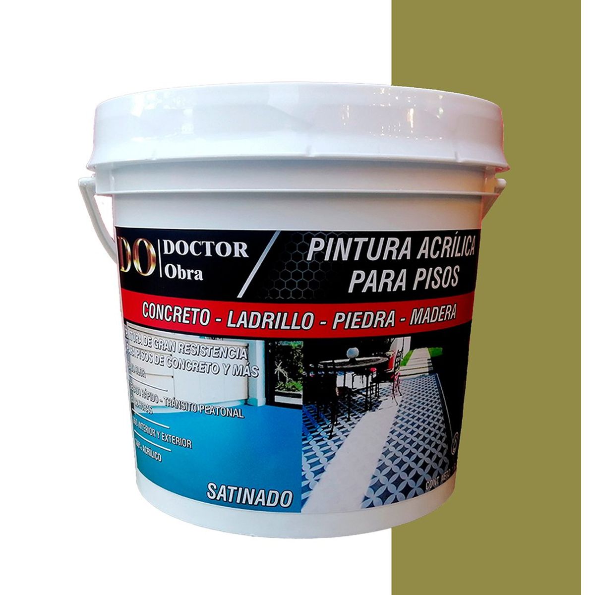 DO DOCTOR OBRA - PINTURA PARA PISOS VERDE OLIVO Y PROTECTOR TRANSPARENTE 1.5 GALÓN