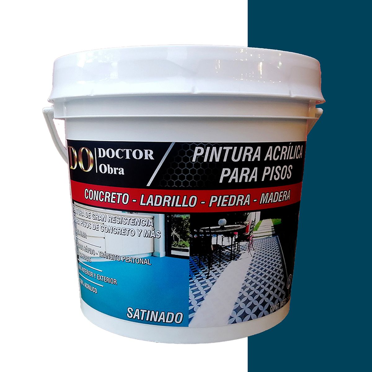 DO DOCTOR OBRA - PINTURA PARA PISOS AZUL CARIBE Y PROTECTOR TRANSPARENTE 1.5 GALÓN
