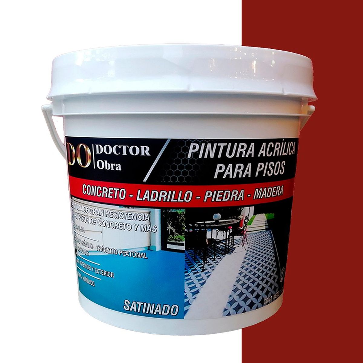 DO DOCTOR OBRA - PINTURA PARA PISOS ROJO CERÁMICO Y PROTECTOR TRANSPARENTE 100% ACRÍLICOS 1.5 GALÓN