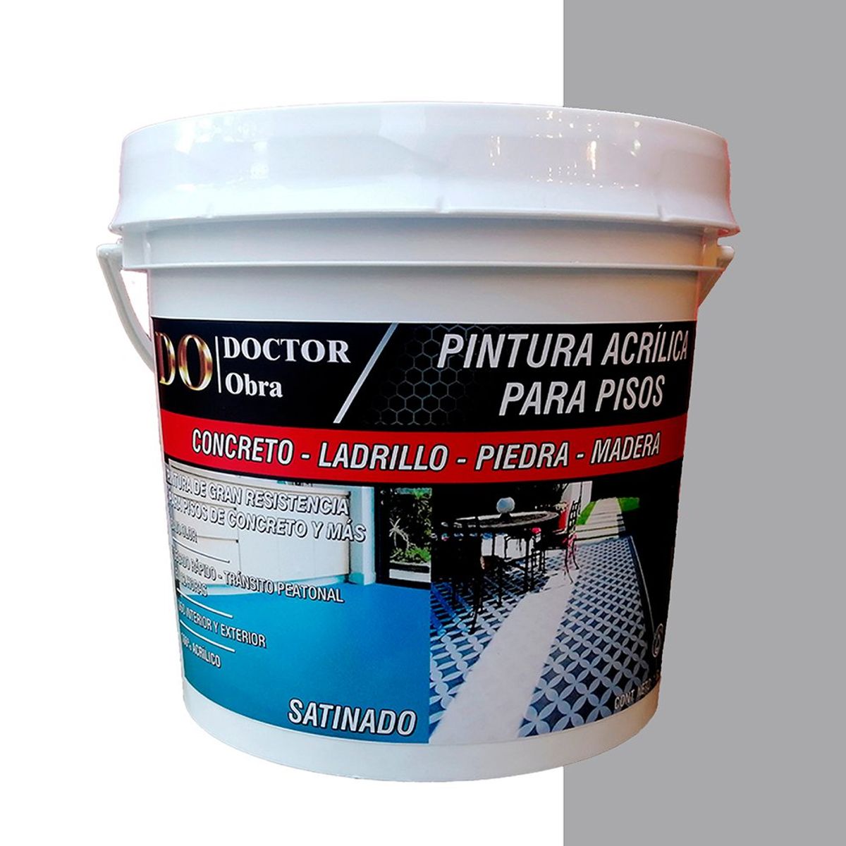 DO DOCTOR OBRA - PINTURA PARA PISOS GRIS PLATA Y PROTECTOR TRANSPARENTE 1.5 GALÓN