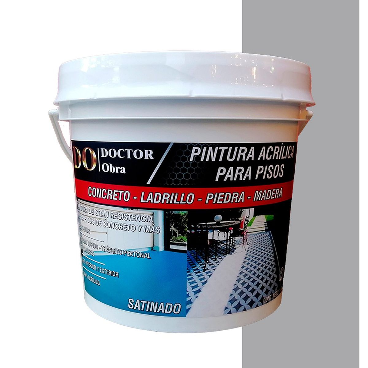 DO DOCTOR OBRA - PINTURA PARA PISOS GRIS PLATA Y PROTECTOR TRANSPARENTE 1.5 GALÓN